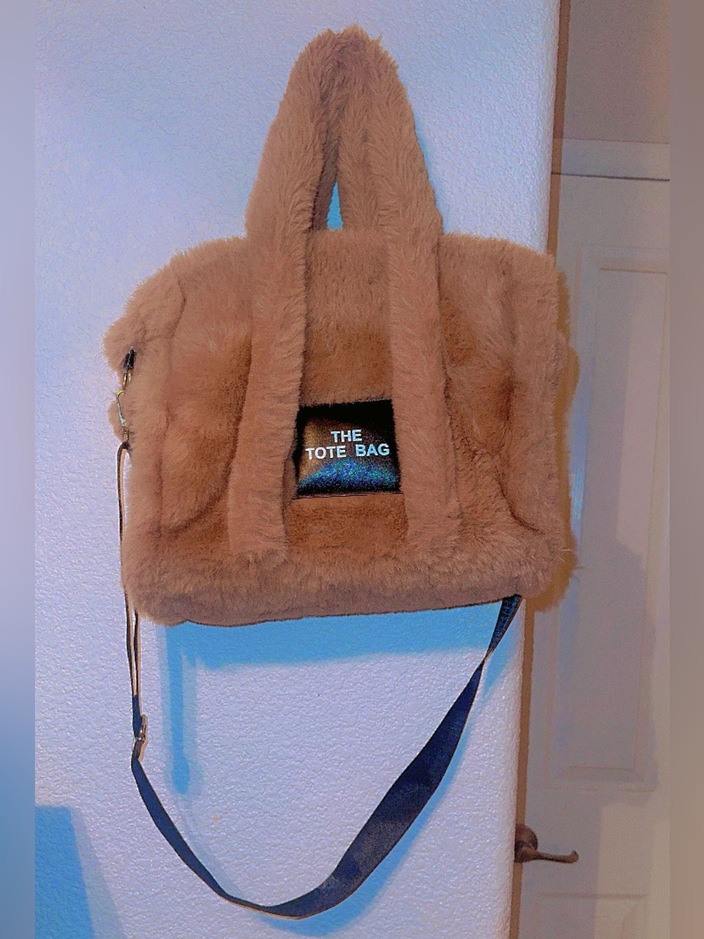 “The Tote Bag” light camel colored fluffy tote